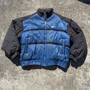 Vintage Nike Blue Black Puffer Jacket Y2K Streetwear